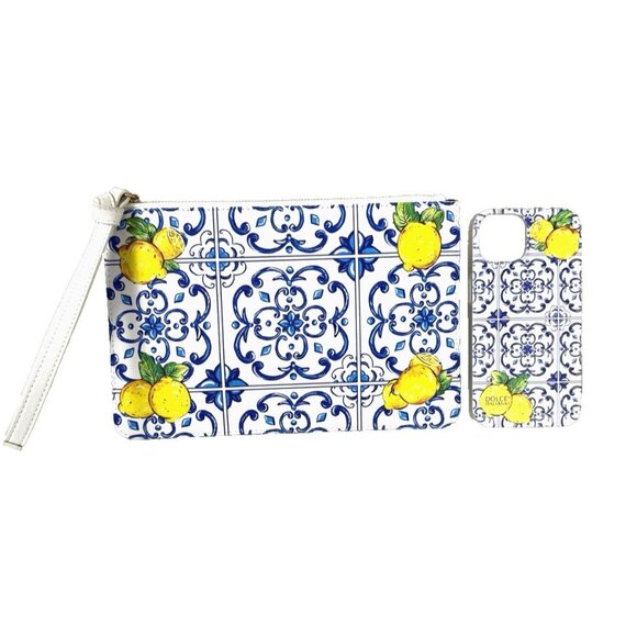 Dolce Italiano Sicily Limone Wristlet Phone Case Italian Summer Lemon Tile Mosai - Picture 1 of 14